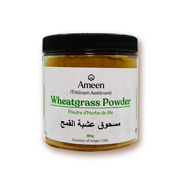Botanical Name: Triticum aestivum
Common Names:
English: Wheatgrass Powder, Green Wheat Powder
Hindi: गेहूं घास पाउडर (Gehu Ghas Powder)
Arabic: عشبة القمح المطحونة (Ashbat Al-Qamh Al-Mat'houna)
Other Names: Young Wheat Shoots Powder, Green Grass Powder, Agropyron Powder Botanical Name: Triticum aestivum
Common Names:
English: Wheatgrass Powder, Green Wheat Powder
Hindi: गेहूं घास पाउडर (Gehu Ghas Powder)
Arabic: عشبة القمح المطحونة (Ashbat Al-Qamh Al-Mat'houna)
Other Names: Young Wheat Shoots Powder, Green Grass Powder, Agropyron Powder