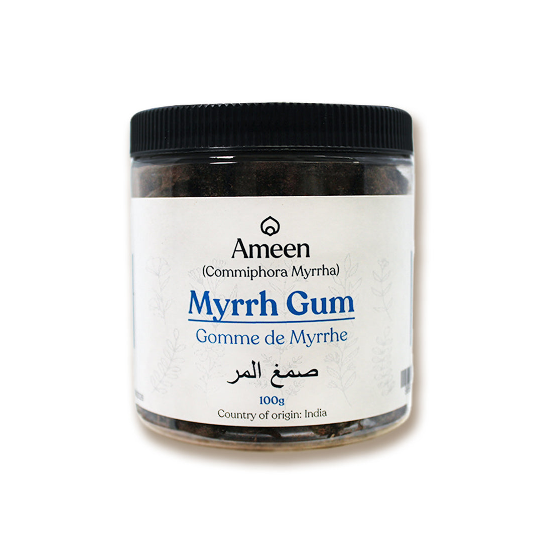 Botanical Name: Commiphora myrrha

Common Names:

English: Myrrh, Myrrh Gum, Arabian Myrrh
Sanskrit: बोल (Bola), गुग्गुलु (Guggulu Myrrha)
Hindi: गंधरस (Gandharas), हीरा बहेड़ा (Heera Baheda)
Urdu: مر (Mur), گوند مہر (Gond Mehr)
Tamil: மிர் (Mir), குளு குளு (Kulu Kulu)
Telugu: గంధరసం (Gandharasam), మిర్రా గమ్ (Mirra Gam)
Malayalam: മിർ (Mir), ഗന്ധരസം (Gandharasam)
Kannada: ಮಿರ್ (Mir), ಗಂಧ ರಸ (Gandha Rasa)
Marathi: मिर्र (Mirr), गंधरास (Gandharas)
Gujarati: મીર (Mir), ગંધરાસ (Gandharas)
Bengali: মির (Mir), গ