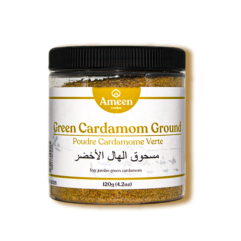 Green Cardamom Ground, Ground Elaichi, Milled Cardamom, Cardamomo in Polvere, Gemahlener Kardamom, Molido Cardamomo Verde, Malet Grøn Kardemomme, Malen Kardemumma, Cardamome Verte Moulue, Moído Cardamomo Verde, Zemelen Yeşil Kakule