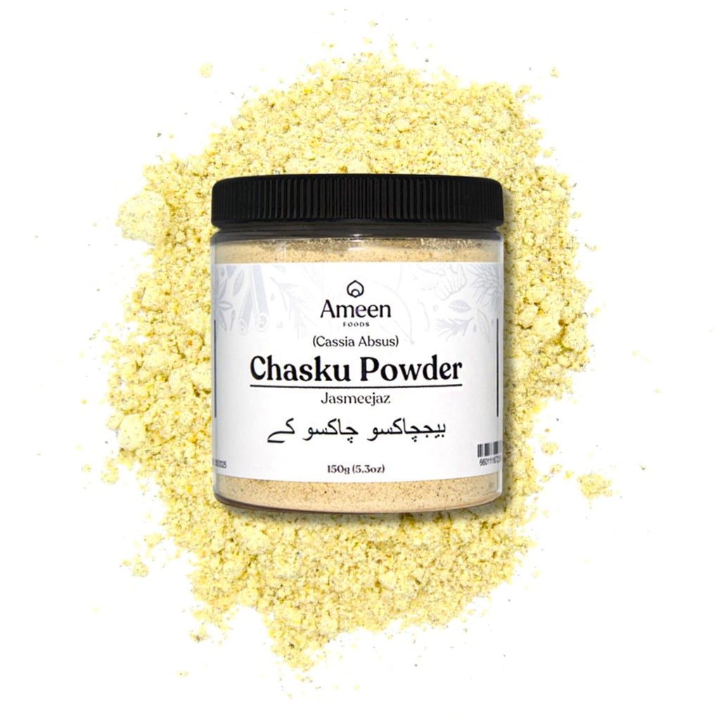 Botanical Name: Cassia absus

Common Names:
English: Chaksu, Chasku, Cassia Seeds
Hindi: चक्शु बीज (Chakshu Beej), बारीकै (Barikai)
Urdu: چشمک دانہ (Chashmak Dana)
Sanskrit: चक्षुषा (Chakshusha)
Tamil: செங்காத்து விதை (Senkathu Vithai)
Telugu: చక్కు విత్తనాలు (Chakku Vittanalu)
Malayalam: ചക്സ് വിത്ത് (Chaks Vithu)
Kannada: ಚಕ್ಸ್ ಬೀಜಗಳು (Chaks Beejagalu)
Marathi: चास्कू बीज (Chasku Beej)
Punjabi: ਚਕਸੂ ਬੀਜ (Chaksu Beej)
Gujarati: ચાકસૂ બીજ (Chaksu Beej)
Bengali: চকশু বীজ (Chokshu Beej)
Arabic: بذور الكاسيا (