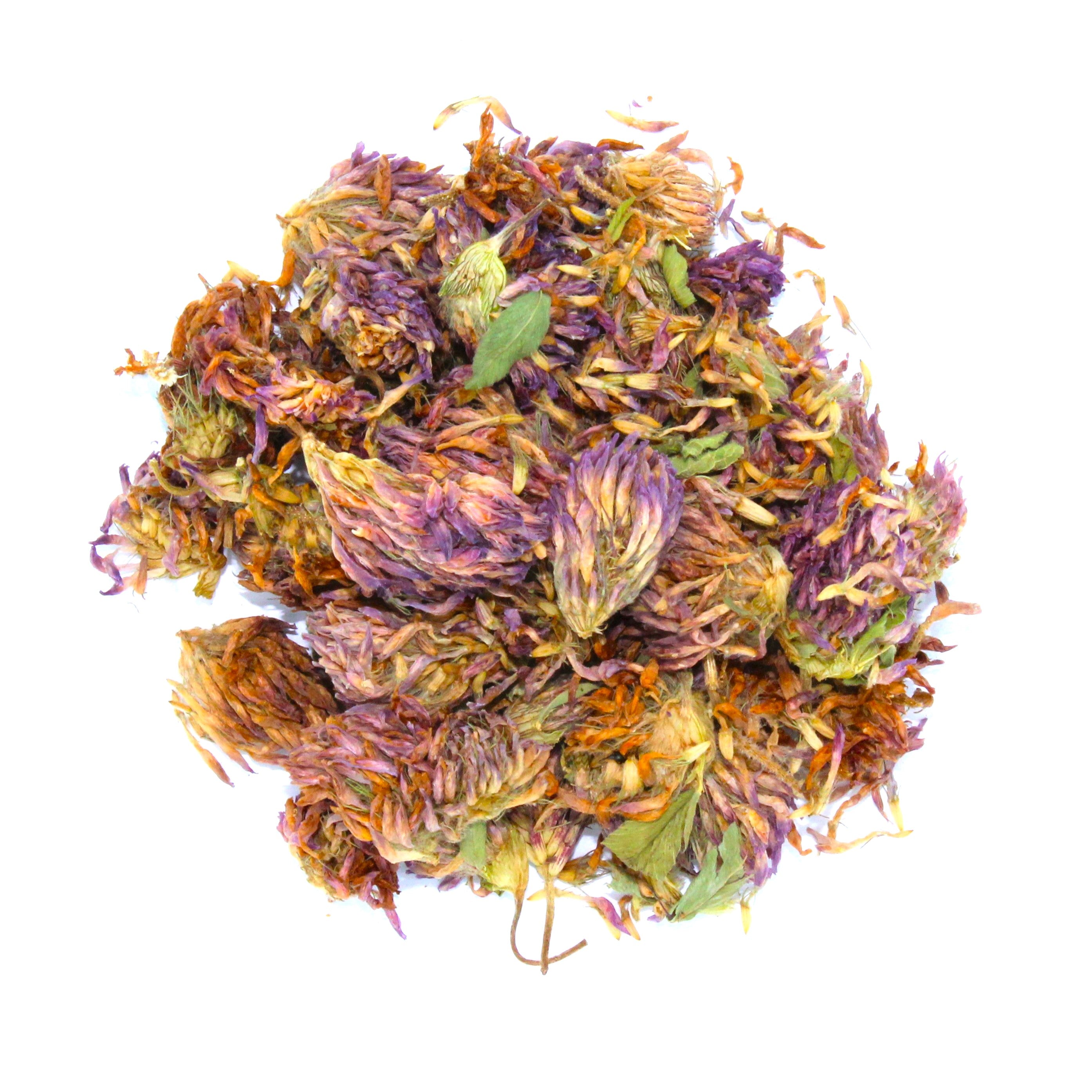 Botanical Name

Trifolium pratense

Also Known As

Cow Clover, Meadow Clover, Purple Clover, Trefoil, Beebread, Aasristik, Creeping Clover, Wiesenklee, Trepatra.