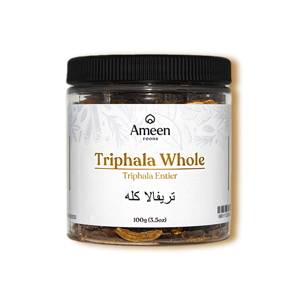 Ingredients:

Amla (Emblica officinalis)
Haritaki (Terminalia chebula)
Bibhitaki (Terminalia bellirica)

Common Names:

English: Triphala Whole, Three-Fruit Blend
Sanskrit: Triphala Churna, Tridoshic Rasayana
Other: Triphala Rasayanam, Triphala Guggulu, Triphala Kashaya, Triphala Avaleha, Triphala Lehya