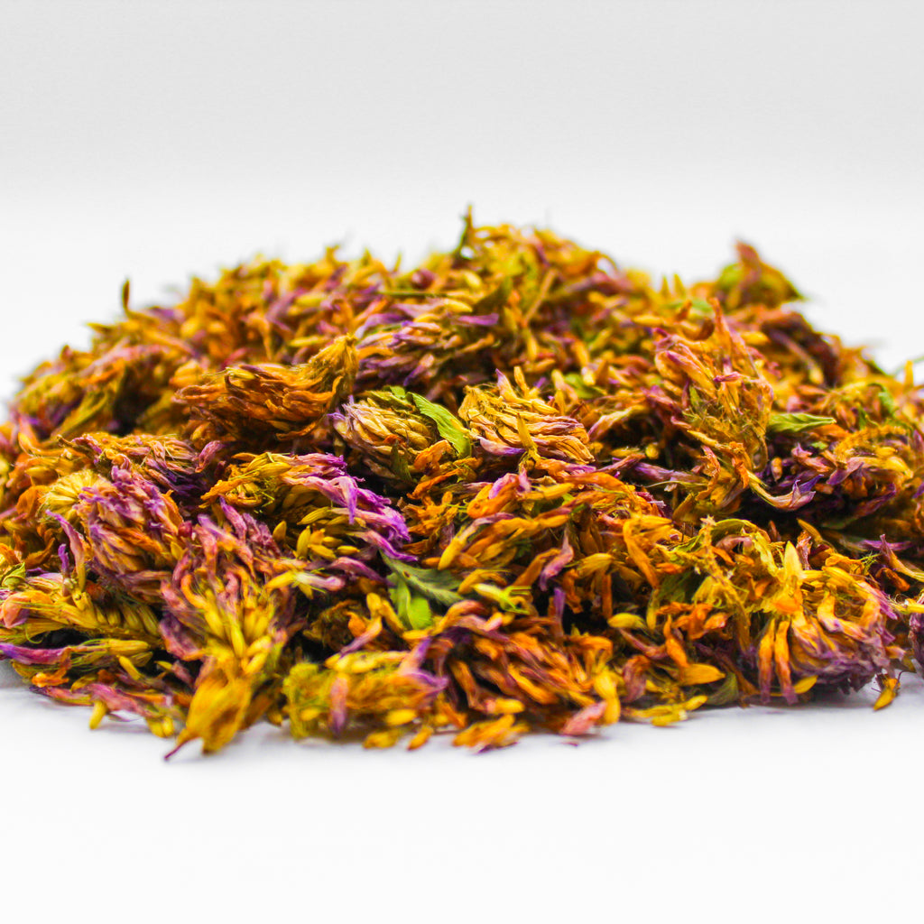 Botanical Name

Trifolium pratense

Also Known As

Cow Clover, Meadow Clover, Purple Clover, Trefoil, Beebread, Aasristik, Creeping Clover, Wiesenklee, Trepatra.